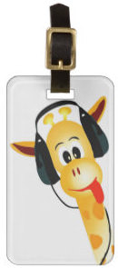 Giraffe With Headphones Luggage Tag