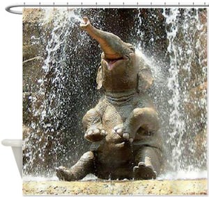 Bathing Elephant Shower Curtain